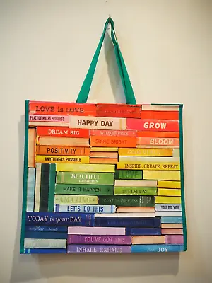 Positive Affirmations Reading Books Eco Durable Reusable Grocery Shopping Bag • $3.65