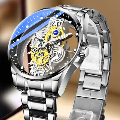 £21.65 • Buy 2023 Double-Sided Hollow Automatic Non-Mechanical Tourbillon Men Boys Watch Gift