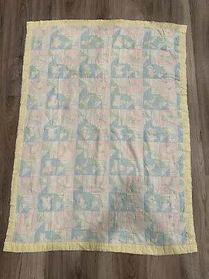 Vintage Baby Crib Blanket Nursery Rhymes 47”x35” Block Satin Edge • $18