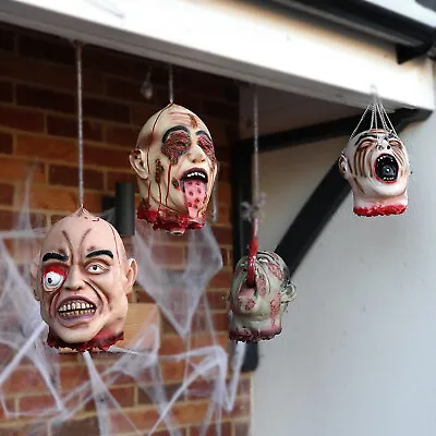 Hanging Severed Heads Halloween Decoration Life Size Rubber Latex Prop Lot Gory • £6.99