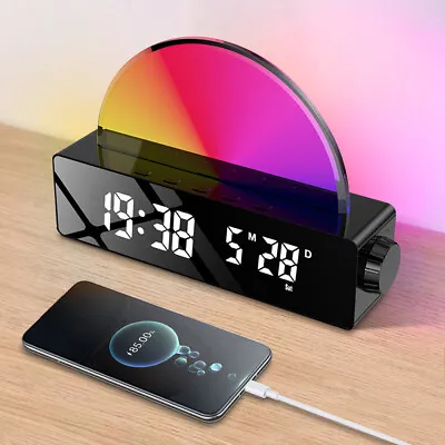 4 In 1 Sunrise Alarm Clock 7 Colors Sleep Breathing Night Light For Bedroom • $11.66