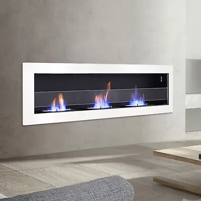 £145.95 • Buy XL/Large Bio Ethanol Wall Fireplace Inset Mounted Biofire Fire Burner With GLASS
