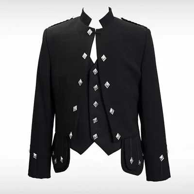 NEW 100% Blend Wool Doublet Military Tunic Sherrifmuir Kilt Jacket & Waistcoat • $74.69