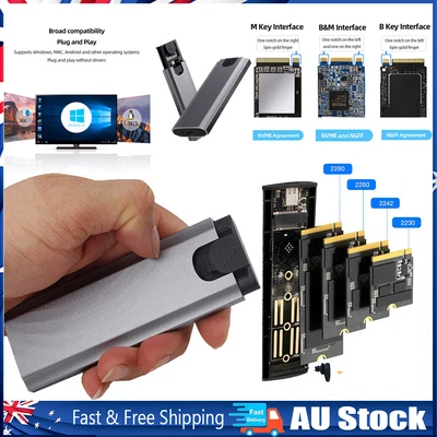 $20.99 • Buy M.2 To USB Type C 3.1 SSD Enclosure 10Gbps NVME/NGFF Dual Protocol M/B/(B+M) Key