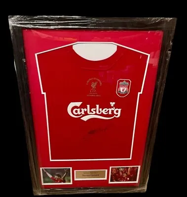 £225 • Buy STEVEN GERRARD Hand Signed Liverpool 2005 Istanbul Shirt Framed COA £225