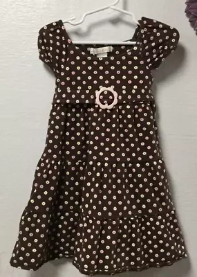 Maggie Zoe Baby Girl Dress Size 3T Brown Pink Beige Ties In The Back 39 • $7.99