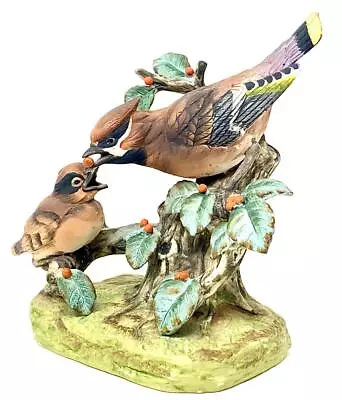 Cedar Waxwing Mom Feeding Baby 6.25  Tall By ANDREA SADEK-JAPAN Charity • $29.10