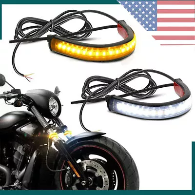 Motorcycle Flowing Amber LED Fork Turn Signal Blinkers DRL Daytime Running Light • $6.99