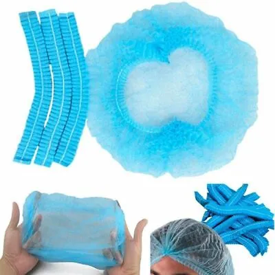 100 Disposable Caps Hair Net Food Catering Kitchen Mob Non Woven Workwear Hat UK • £34.99