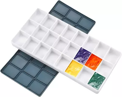 Paint Palette Box 24 Grids Palette For Watercolour Plastic Empty Palette Tray • £9.19