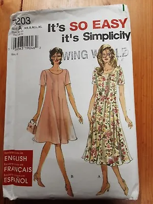 Vintage 1990s Simplicity 7203 Midi Maxi Dress Pattern Size XS S M • £4.50