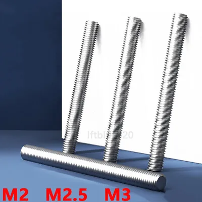 M2-m3 A2 Stainless Steel Threaded Rod Full Thread Studding Bar Various Lengths • £1.86