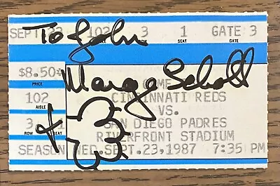 Cincinnati Reds Owner Marge Schott Autographed  Signed Ticket Stub • $69.99