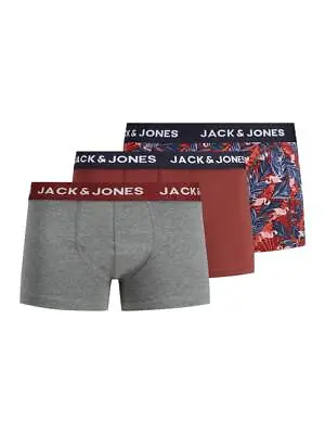 £17.99 • Buy Jack & Jones 3 Pack Trunks Boxer Shorts Mens Underwear Grey Red Blue