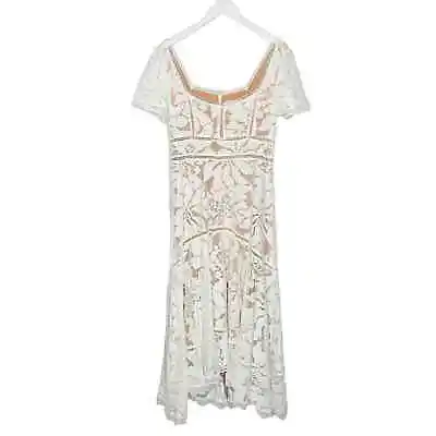 Anthropologie Slim Lace Maxi Dress Ivory Size 12 NEW • $298