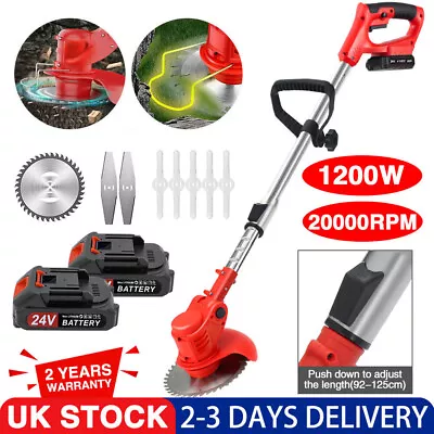 1200W Electric Cordless Grass Trimmer Strimmer Garden Edger Cutter &2 Battery UK • £32.90