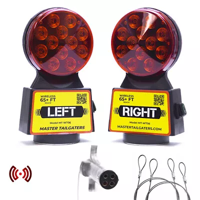 Wireless Trailer Tow Lights - Magnetic Mount 48ft Range 4 Pin Round Connection • $105.99