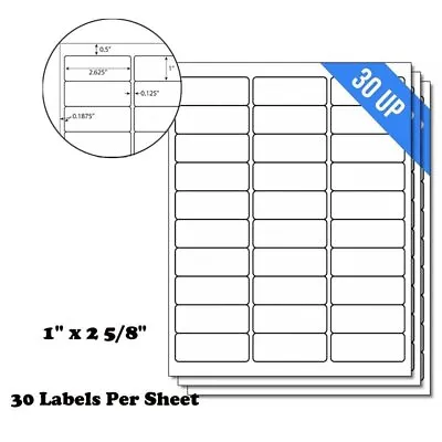 1 X2-5/8  30 UP Mailing Labels Address Shipping Stickers - Inkjet Laser Printer • $249.79