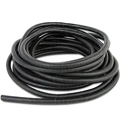 Black Conduit Split & Non Split Tube Cable Tidy Organiser Flexible Trunking • £10.99