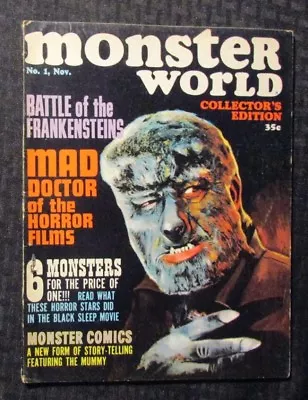 1964 MONSTER WORLD Magazine #1 VG/FN 5.0 Frankenstein / Wally Wood / Wolfman • $17.25