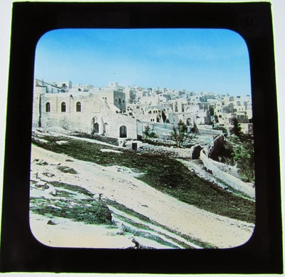£15 • Buy COLOUR Magic Lantern Slide BETHLEHEM FROM THE CONVENT C1900 ISRAEL
