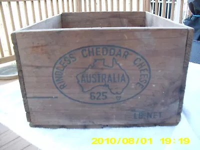 Antique Vintage Wooden Australia Rindless Cheddar Cheese Crate Shipping Box • $29.99