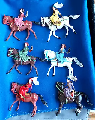 Merten Medieval Ladies On Horseback Hawking 6 Figures Hand Painted • $22.50