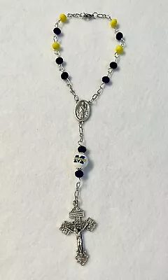 University Of Michigan Wolverines Rosary Auto Car Mirror Necklace Ornament • $22.99