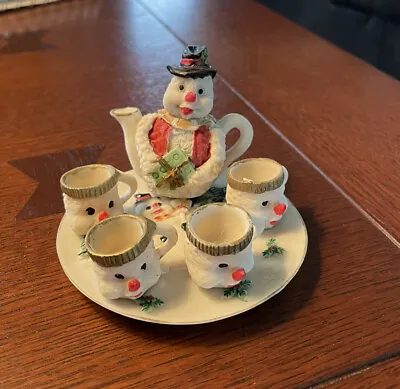 Miniature Decorative Tea Set Snowman Christmas Holiday Winter-7 Piece • $11