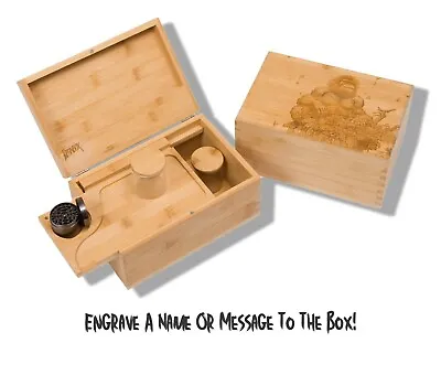 £38.99 • Buy XXL Wooden Rolling Stash Box With Monkey Design, Rolling Tray, And 2 Glass Jars