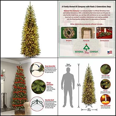 Artificial Pre-Lit Slim Christmas Tree White Lights Includes Stand 6.5 Feet • $43.86