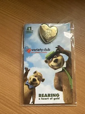Variety Club Gold Heart Yogi Bear 2003 Brooch Pin Badge Charity Badge Sealed • £2.50