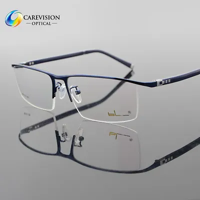 Men's Half Rimless Titanium Alloy Eyeglass Frames Optical Eyewear RX Able Frame • $29.95