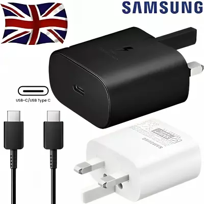 Genuine 25W Super Fast Charger For Samsung Galaxy Phones Adapter Plug & Cable UK • £6.97