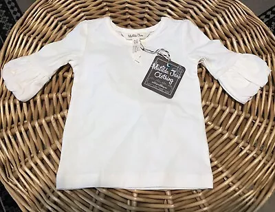 Matilda Jane Perfectly Paired Puffer Tee Top Egret Ivory Infant 0-3 Months NWT • $12