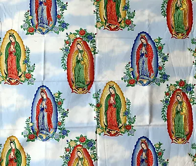 RPX106 OUR LADY OF GUADALUPE Clouds Mexico Virgin Mary Cotton Quilt Fabric 19x21 • $19.97