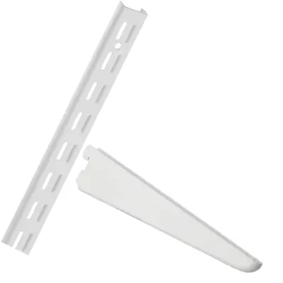 Twin Slot Shelving White Uprights And Brackets Adjustable Strong Rack Wall Shelf • £2.30