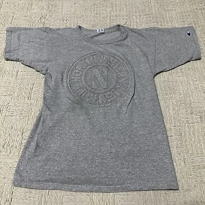Vintage Champion Adult Medium Northwestern University T-shirt Gray Embossed • $17.99