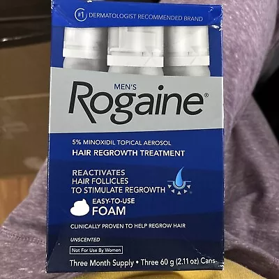 Men's Rogaine 5% Minoxidil Hair Regrowth Treatment Foam 3 Months Supply 08/2024+ • $39.99