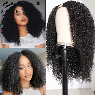 UNice Indian Afro Kinky Curly U Part Human Hair Wigs For Black Women No Lace Wig • $64.09