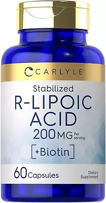 Carlyle R-Lipoic Acid 200Mg | 60 Capsules | Stabilized R-Lipoic Acid With Biotin • $20.86