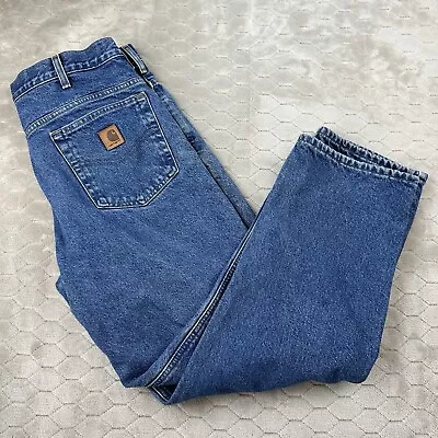 Carhartt Mens Flannel Lined Jeans B172 DST Relaxed Fit Size 35x30 See Pics • $20