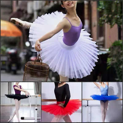 Women Grils Dance Ballet Tutu Skirt 6 Layers Practise Pancake Platter Dancewear • $27.69