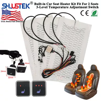 Universal 12V Car Seat Heater Kit 3 Levels Heated Square Switch Fit 2 Seats NEW • $47.72