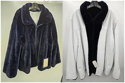 $23000 NWT Kazamias Fur Bros REVERSIBLE Blue BEAVER To WHITE Leather 52 3x • $2299.99