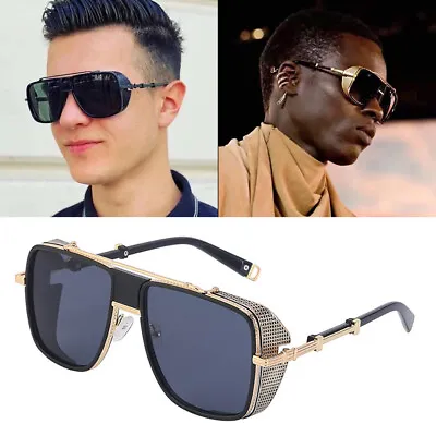 Fashion Steampunk Sunglasses OVERSIZED Men Women Metal Side Shield Hip Hop Shade • $10.99