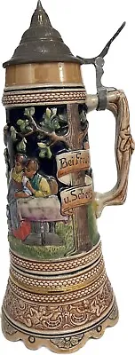 Vintage Porcelain Beer Stein Beer Garden Germany Music Box • $100