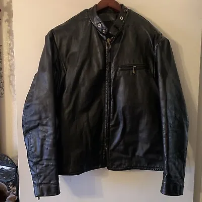 Vintage 70’s Top Gear Leathers By Foster & Son Black Leather Biker Moto Jacket • $125