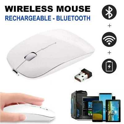 $10.49 • Buy Optical 2.4G Wireless Bluetooth 4.0 Slim Rechargeable Mouse For Laptop TV PC 