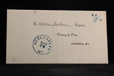 Maine: Wiscassett 1855 Stampless Cover XF Blue CDS PAID 3 In Arc Lincoln Co • $25